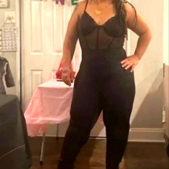 Sexy Plus Contrast Mesh Bustier Cami Unitard Jumpsuit sz 4x - Picture 6 of 12